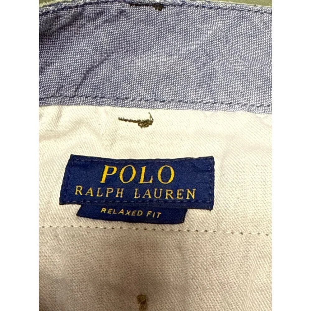 Polo Ralph Lauren Men's Shorts Chino Green Relaxed Fit Drawstring Preppy Size 35
